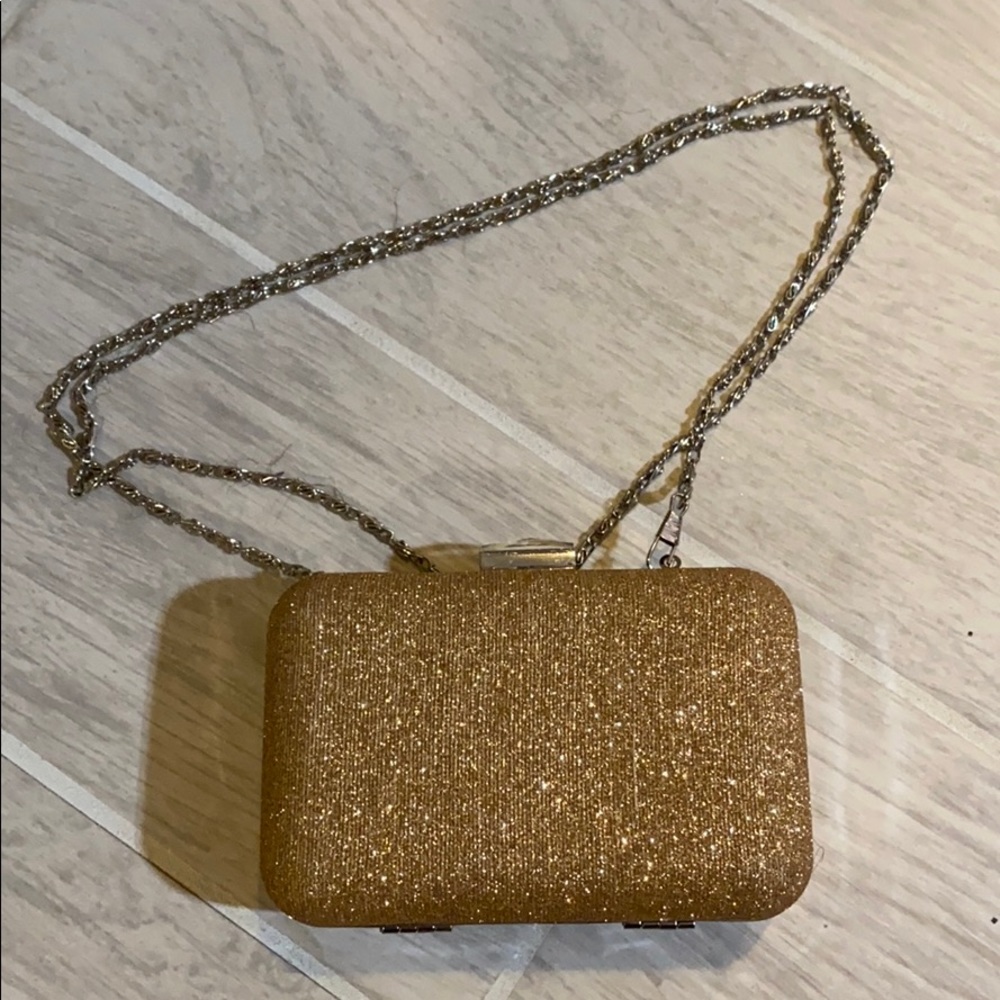 Gold small box purse/clutch
